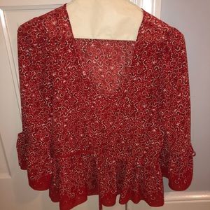 Red flowy top